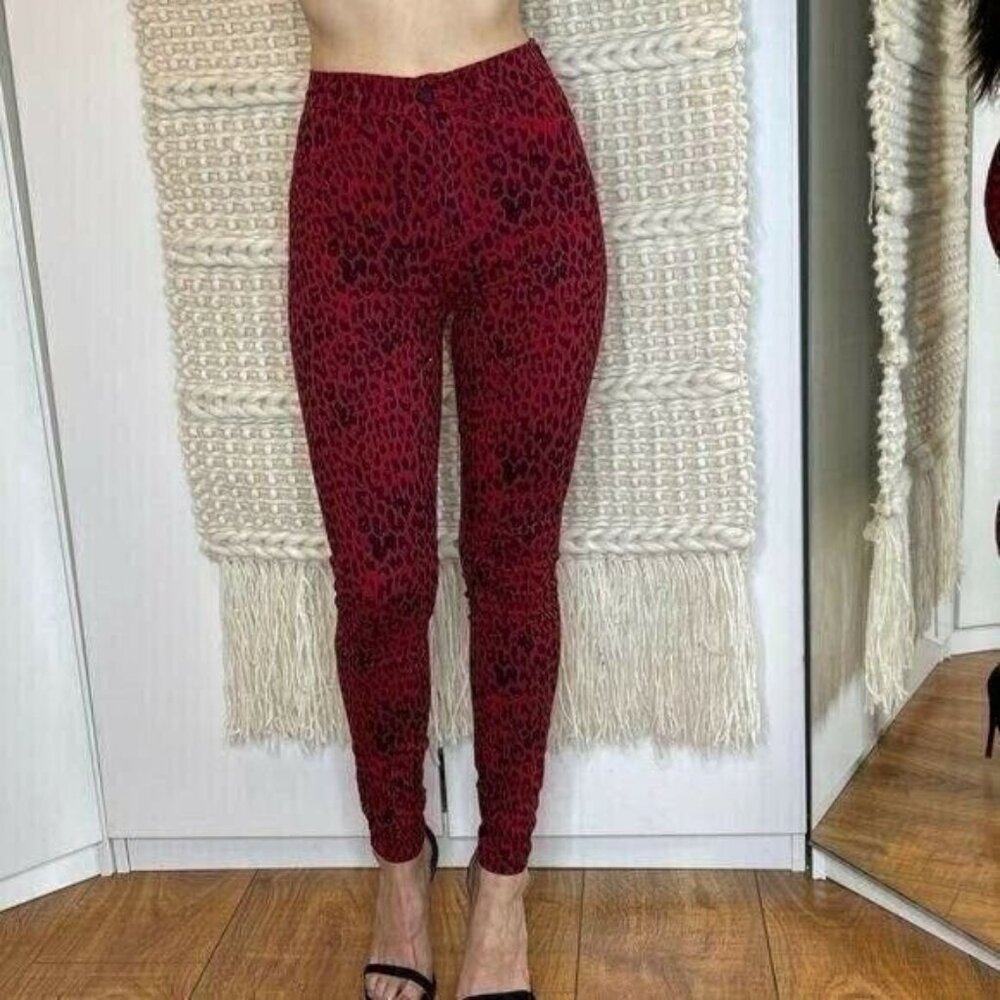 Celebrity Pink Red Cheetah Print High Waisted Pant Size 25